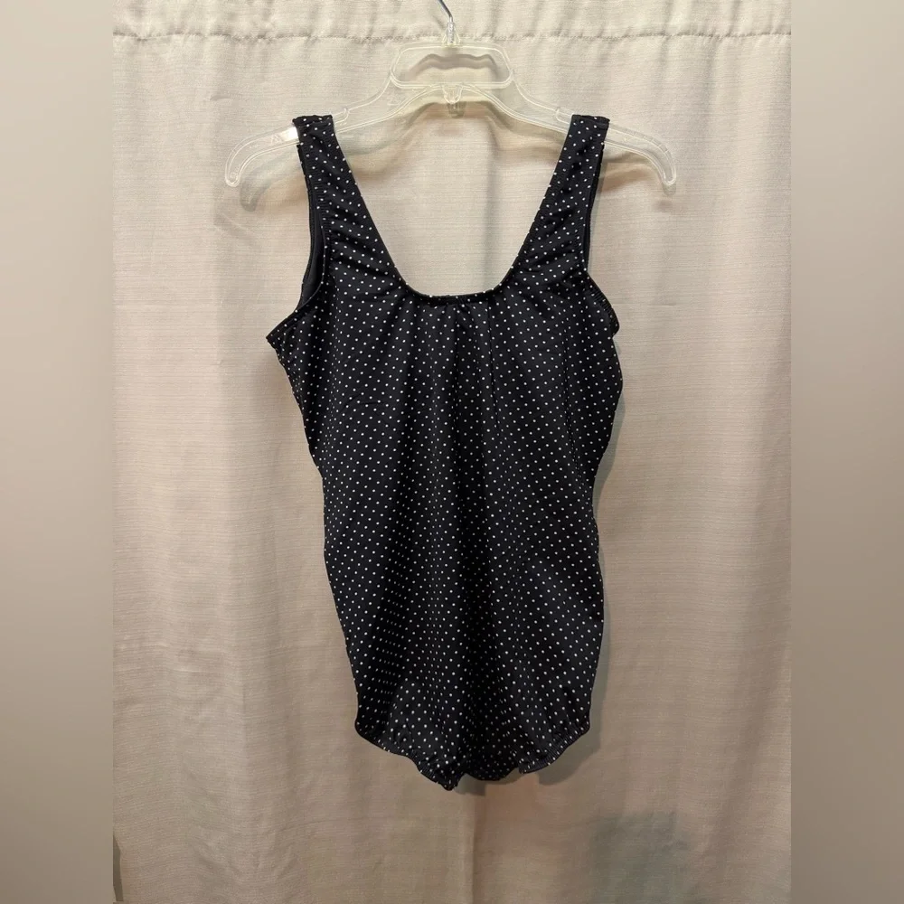 Miraclesuit Black White Polka Dot Padded One Piece Swimsuit Sz 16W